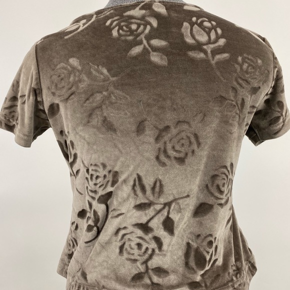 Vintage 90’s Velvet Rose Crop Top - Picture 2 of 3